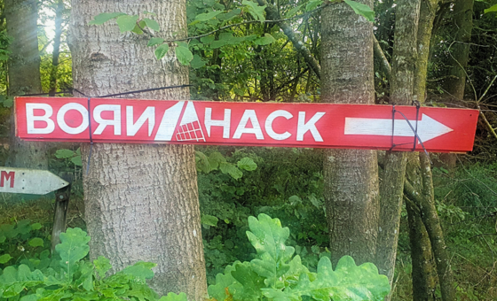 BornHack skilt i skov
